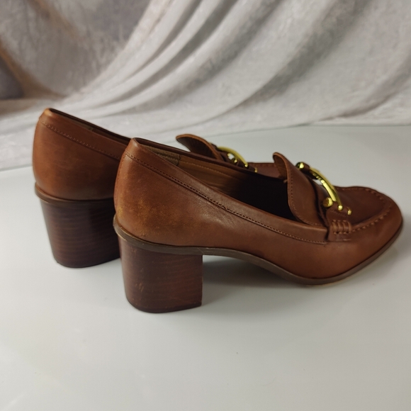 Ralph Lauren Dalena Brown Bit Loafers with Block Heels 7B - Picture 6 of 12